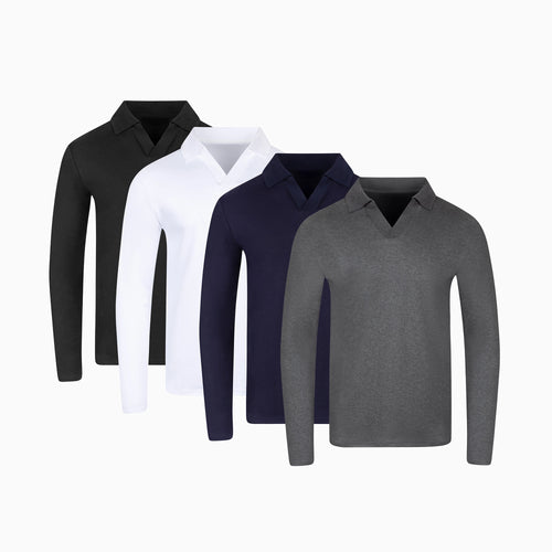 MENS LONG POLO SHIRT (予約販売品) eFX Performance Cotton Solid Long Sleeve Polo Shirt - Bobby