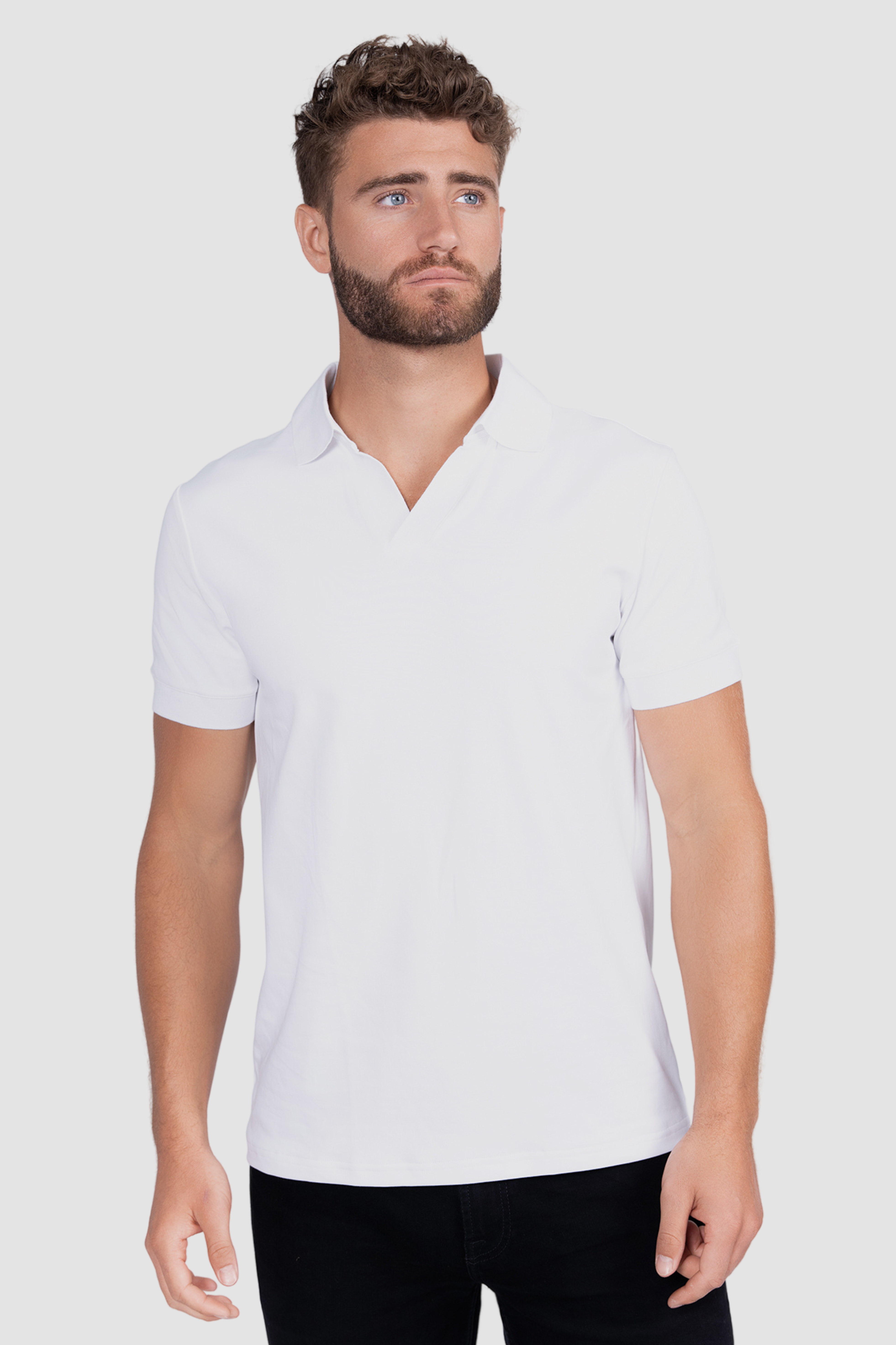 Grey and top white polo shirts