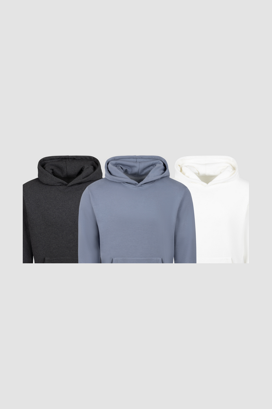 Upgrade to this pack of all 3 Hoodies  SAVE 20% Sky Blue//White//Charcoal